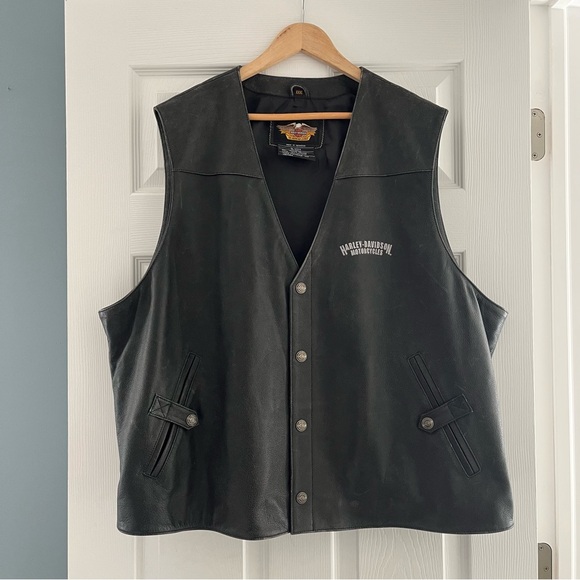 SOLD xlist Harley Davidson TWIN CAM Style Black Leather Vest Men's Size XXXL 3XL - Picture 11 of 14